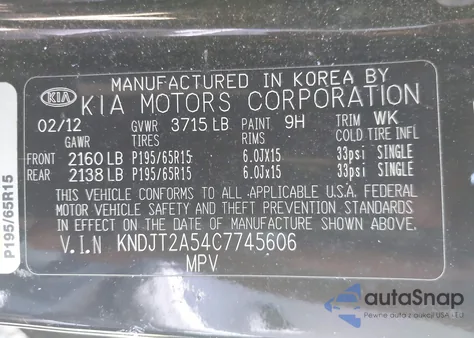 2012 Kia Soul z USA, uszkodzony, nr VIN KNDJT2A54C7745606